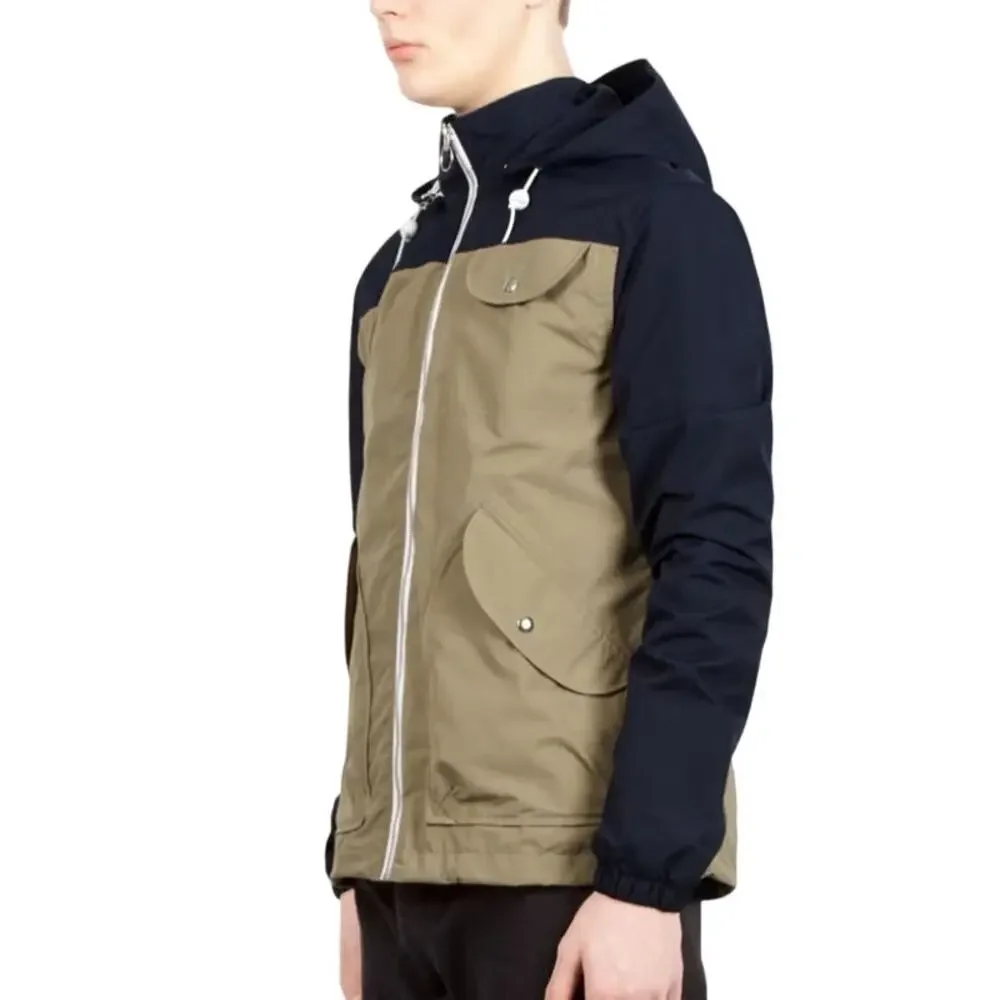 Penfield Navy/Tan Two-Tone Hooded Rain Jacket - Medium - Good Used